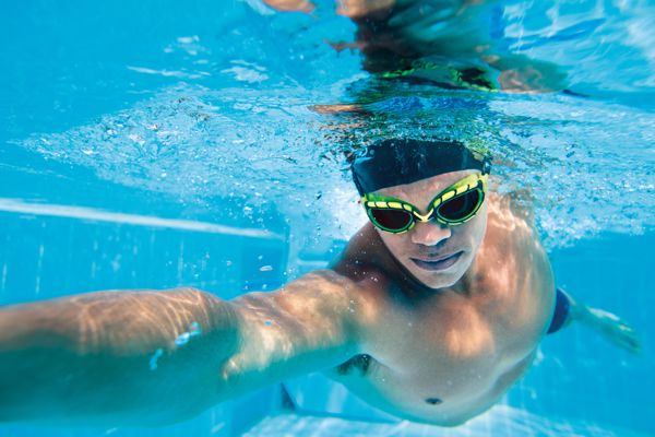 Person swimming underwater