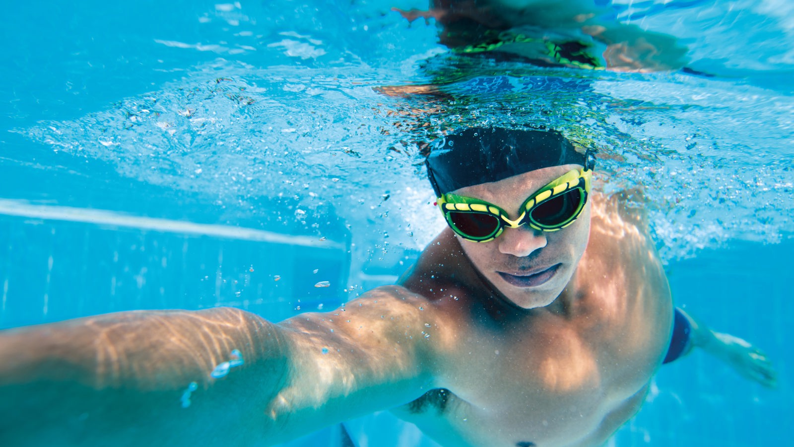 Person swimming underwater