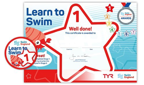 Demo image of a swimming certificate
